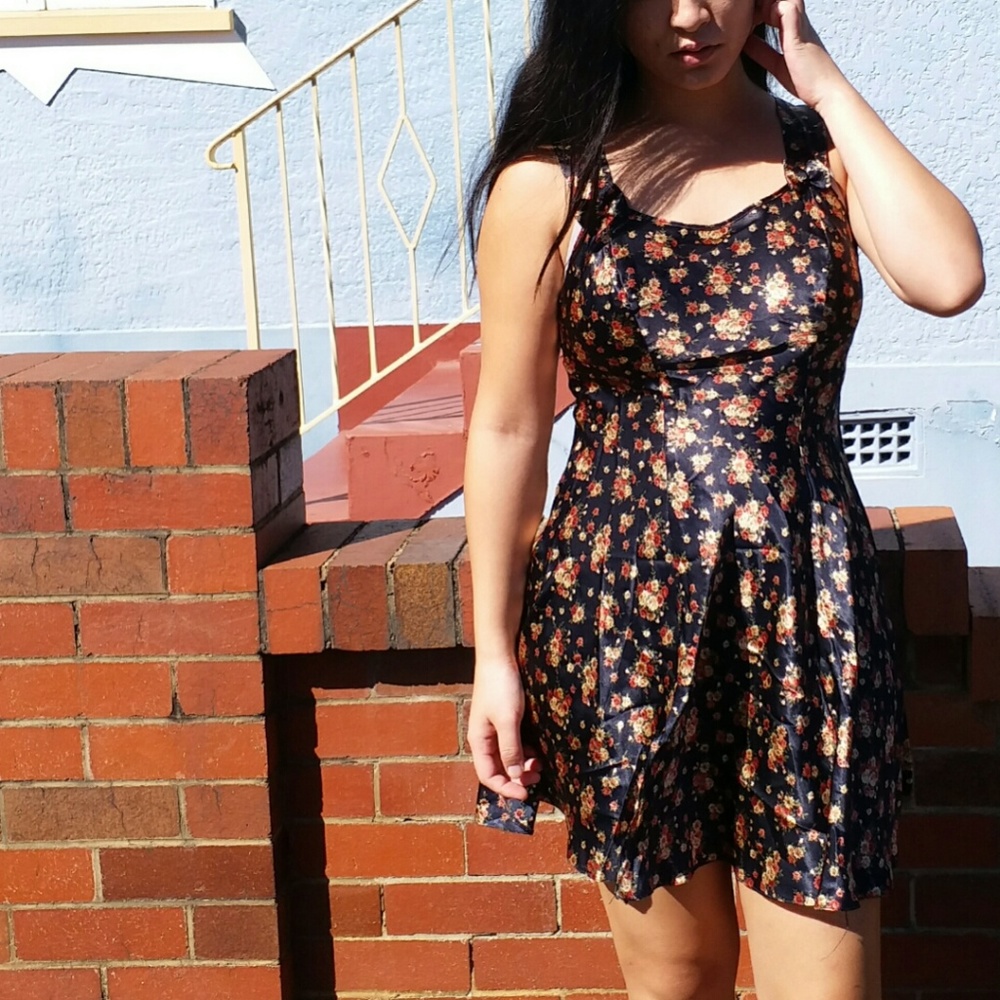 Vintage silky black slip dress